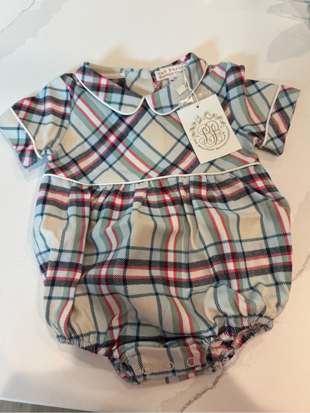 The Beaufort Bonnet Company Plaid Diaper Cover - Cream, Red, Green, Blue